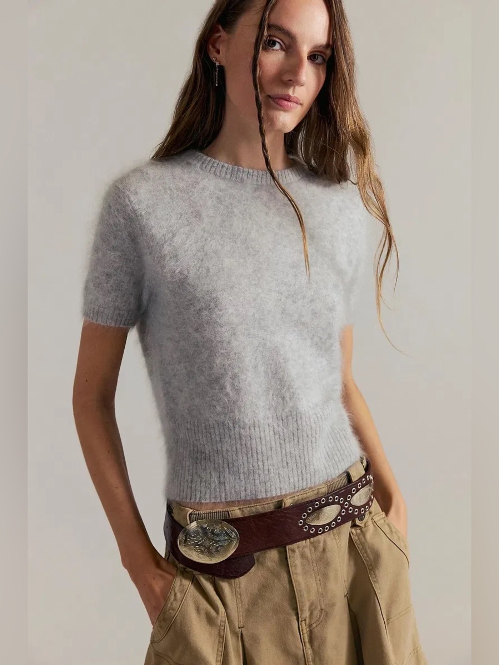 FREE PEOPLE | ✨NEW✨ Belle Brushed Cashmere Tee in Rain